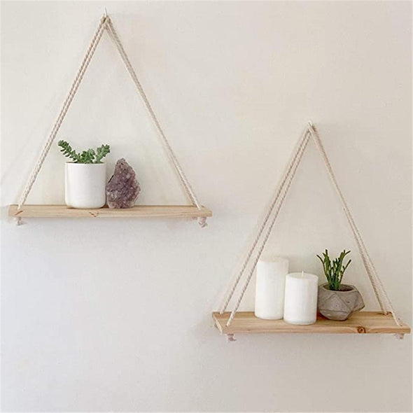 Premium Wood Swing Hanging Rope Shelves