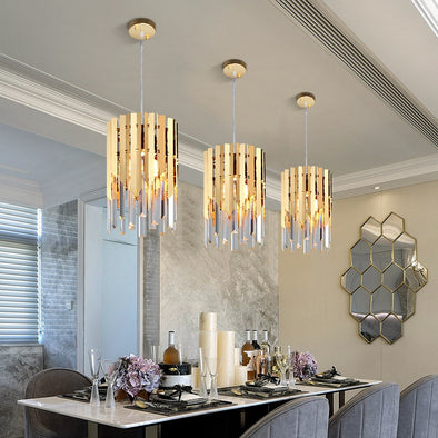 Small Round Gold Crystal Modern Led Chandelier