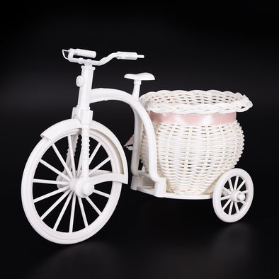 1PCS 26*16*12cm White Tricycle Bike Design Flower Basket